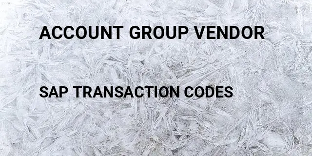 Account group vendor Tcode in SAP