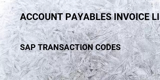 Account payables invoice list Tcode in SAP