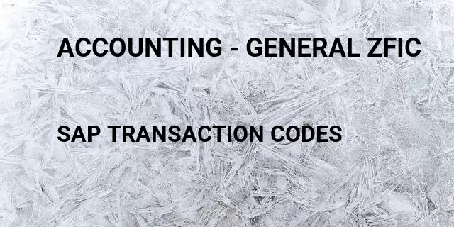 Accounting - general zfic Tcode in SAP