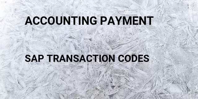 Accounting payment  Tcode in SAP