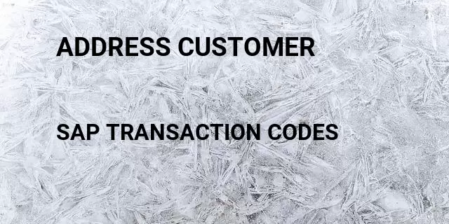 Address customer Tcode in SAP