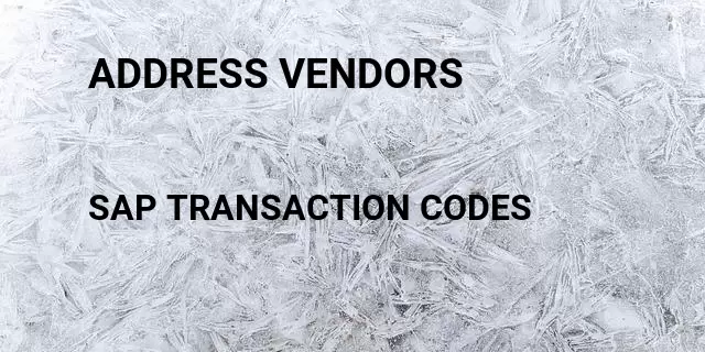 Address vendors Tcode in SAP