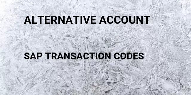 Alternative account Tcode in SAP
