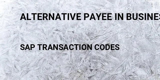 Alternative payee in business partner Tcode in SAP