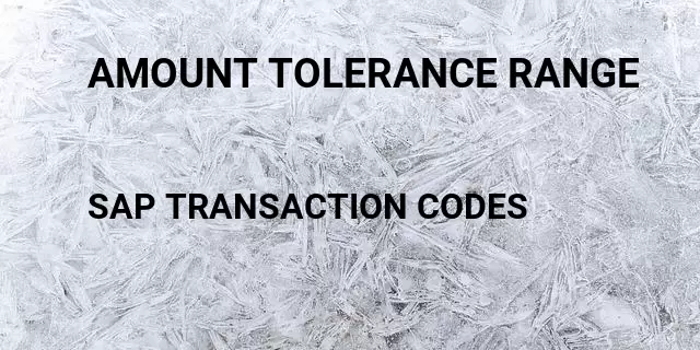 Amount tolerance range Tcode in SAP