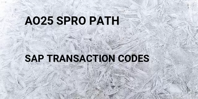 Ao25 spro path Tcode in SAP