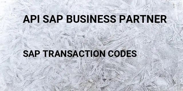 Api sap business partner Tcode in SAP