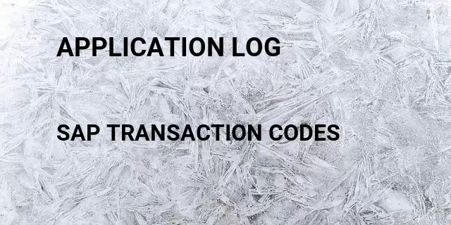 Application log Tcode in SAP