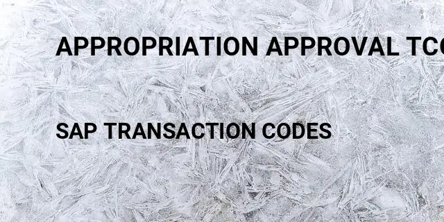 Appropriation approval tcode Tcode in SAP