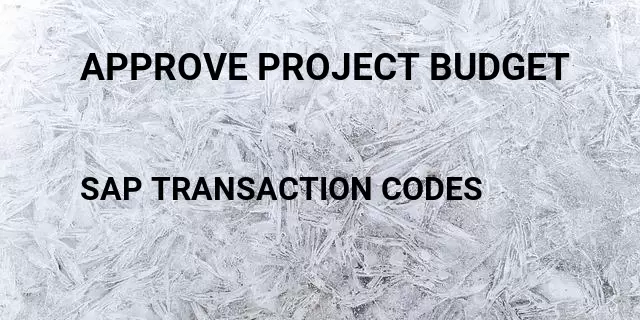 Approve project budget Tcode in SAP