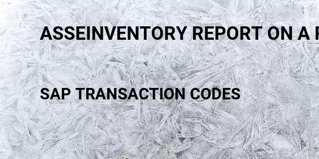 Asseinventory report on a particular date Tcode in SAP