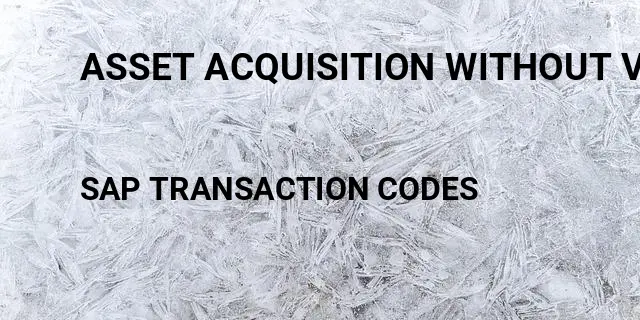 Asset acquisition without vendor Tcode in SAP