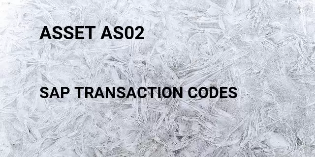 Asset as02 Tcode in SAP