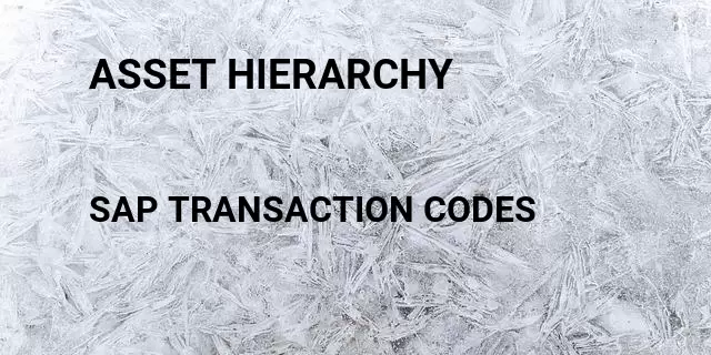 Asset hierarchy Tcode in SAP