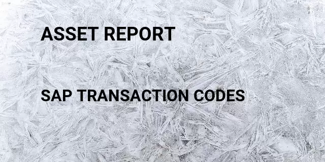 Asset report Tcode in SAP