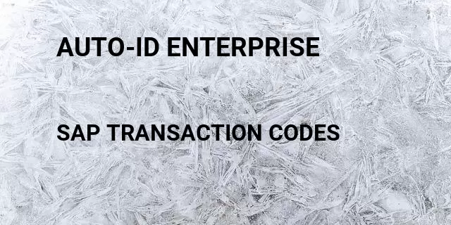 Auto-id enterprise Tcode in SAP