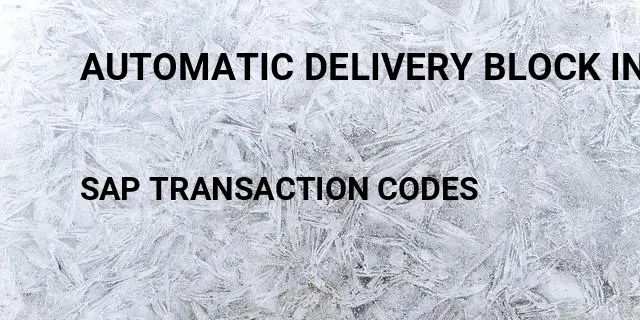 Automatic delivery block in sales order Tcode in SAP