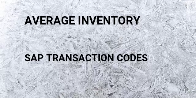 Average inventory Tcode in SAP