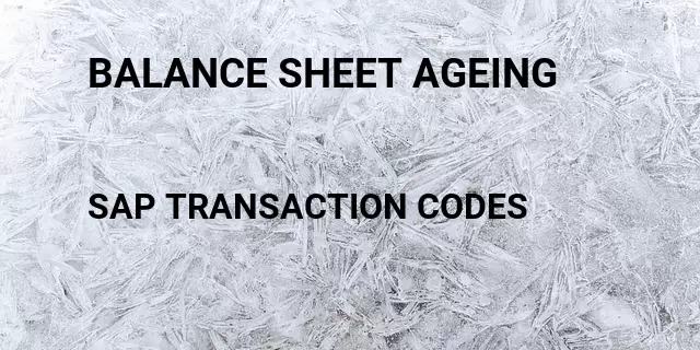 Balance sheet ageing Tcode in SAP