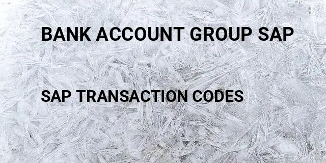 Bank account group sap Tcode in SAP