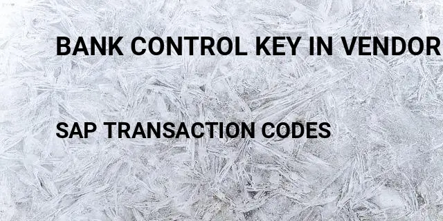 Bank control key in vendor master Tcode in SAP