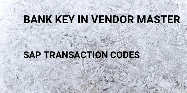 Bank key in vendor master Tcode in SAP