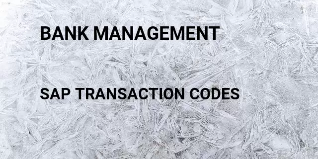 Bank management Tcode in SAP