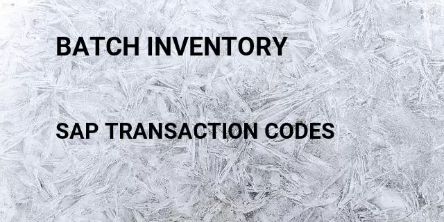 Batch inventory Tcode in SAP