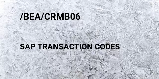 /bea/crmb06 Tcode in SAP