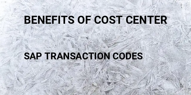 Benefits of cost center Tcode in SAP