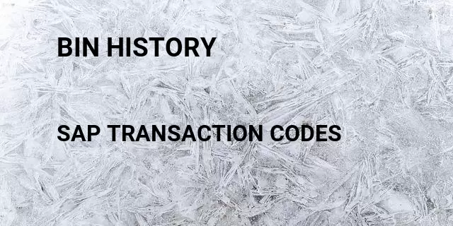 Bin history Tcode in SAP