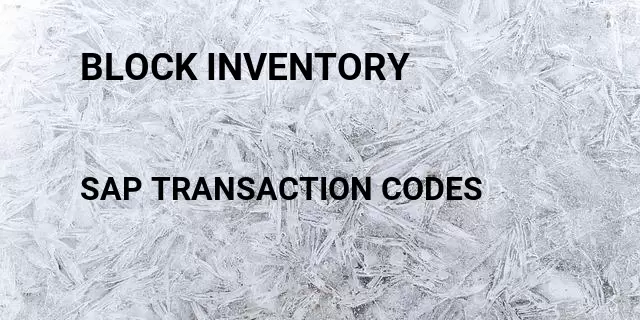Block inventory Tcode in SAP