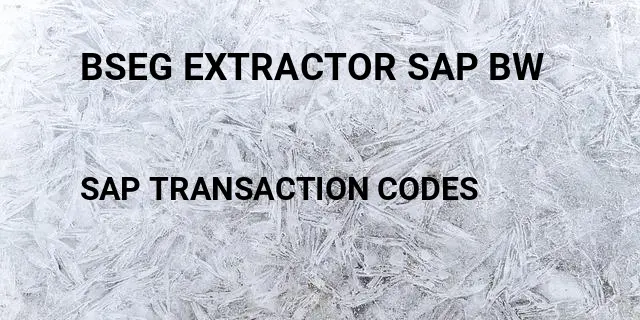 Bseg extractor sap bw Tcode in SAP