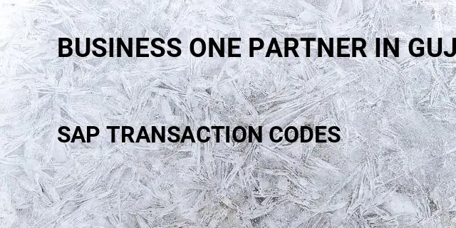 Business one partner in gujarat Tcode in SAP