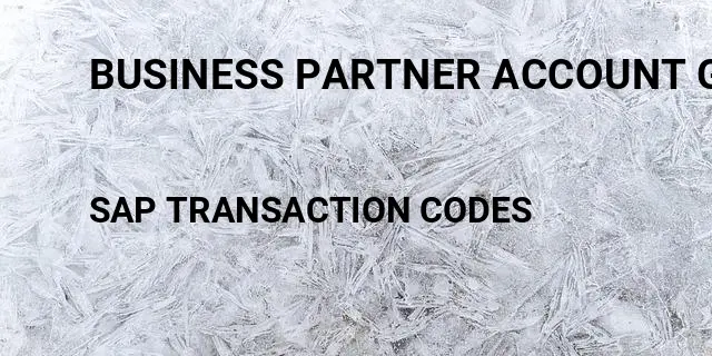 Business partner account group configuration Tcode in SAP