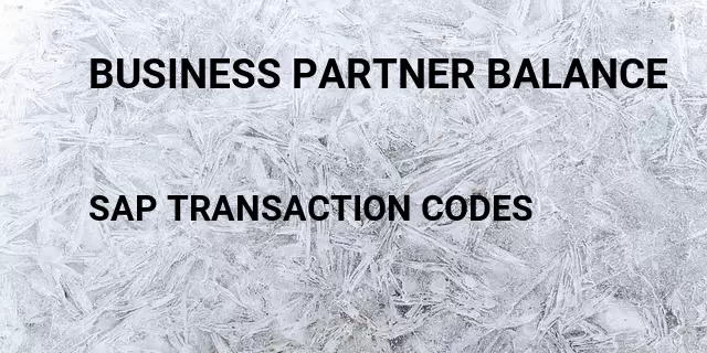 Business partner balance Tcode in SAP