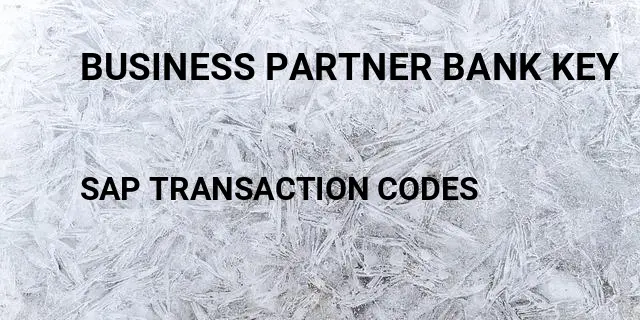 Business partner bank key Tcode in SAP
