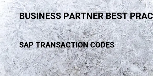 Business partner best practices Tcode in SAP