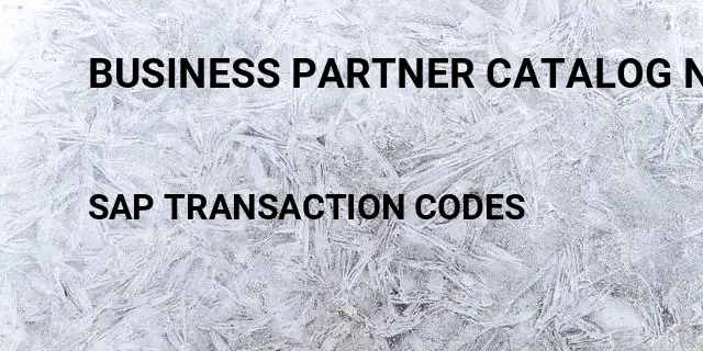 Business partner catalog number b1 Tcode in SAP
