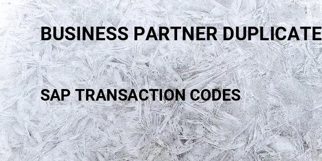 Business partner duplicate check Tcode in SAP
