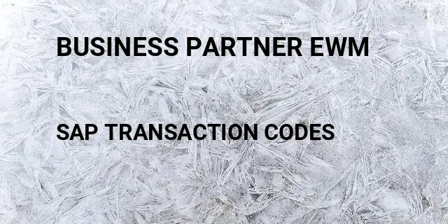 Business partner ewm Tcode in SAP
