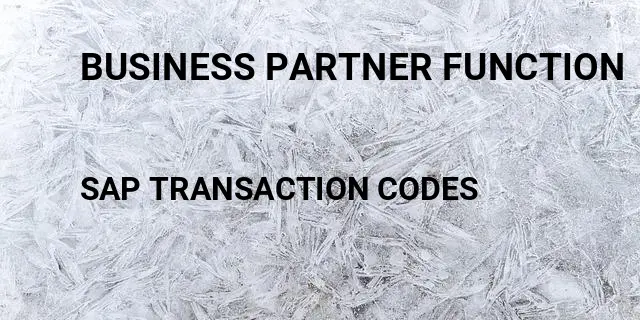 Business partner function Tcode in SAP