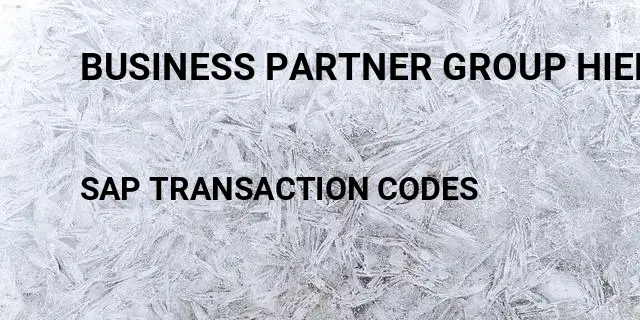 Business partner group hierarchy Tcode in SAP