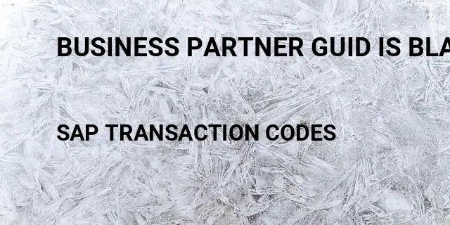 Business partner guid is blank Tcode in SAP