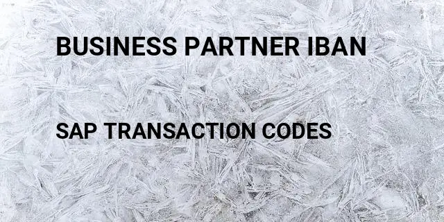 Business partner iban Tcode in SAP