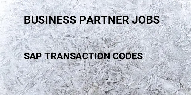 Business partner jobs Tcode in SAP