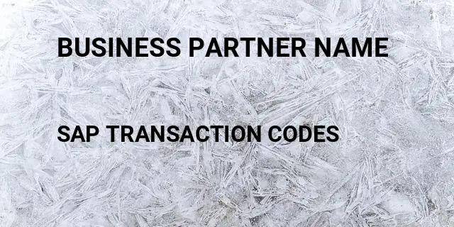 Business partner name Tcode in SAP