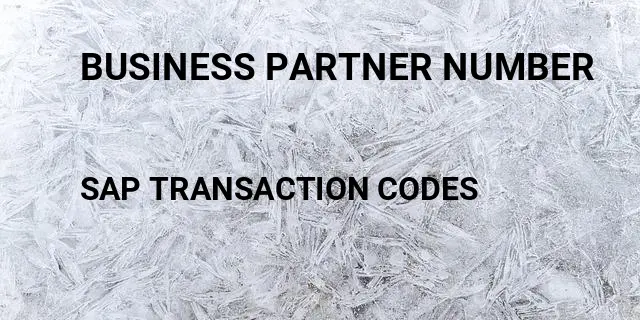 Business partner number Tcode in SAP