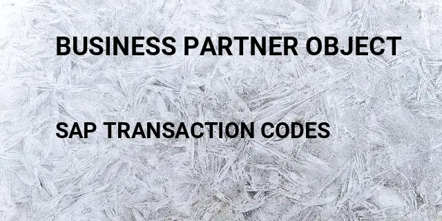Business partner object Tcode in SAP