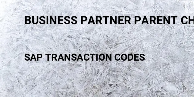 Business partner parent child relationship Tcode in SAP